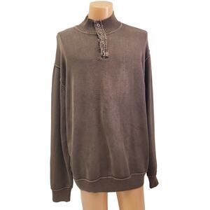 Blue Pronto Mens 2XLT Brown 100% Cotton Long Sleeve Henley Knit Sweater